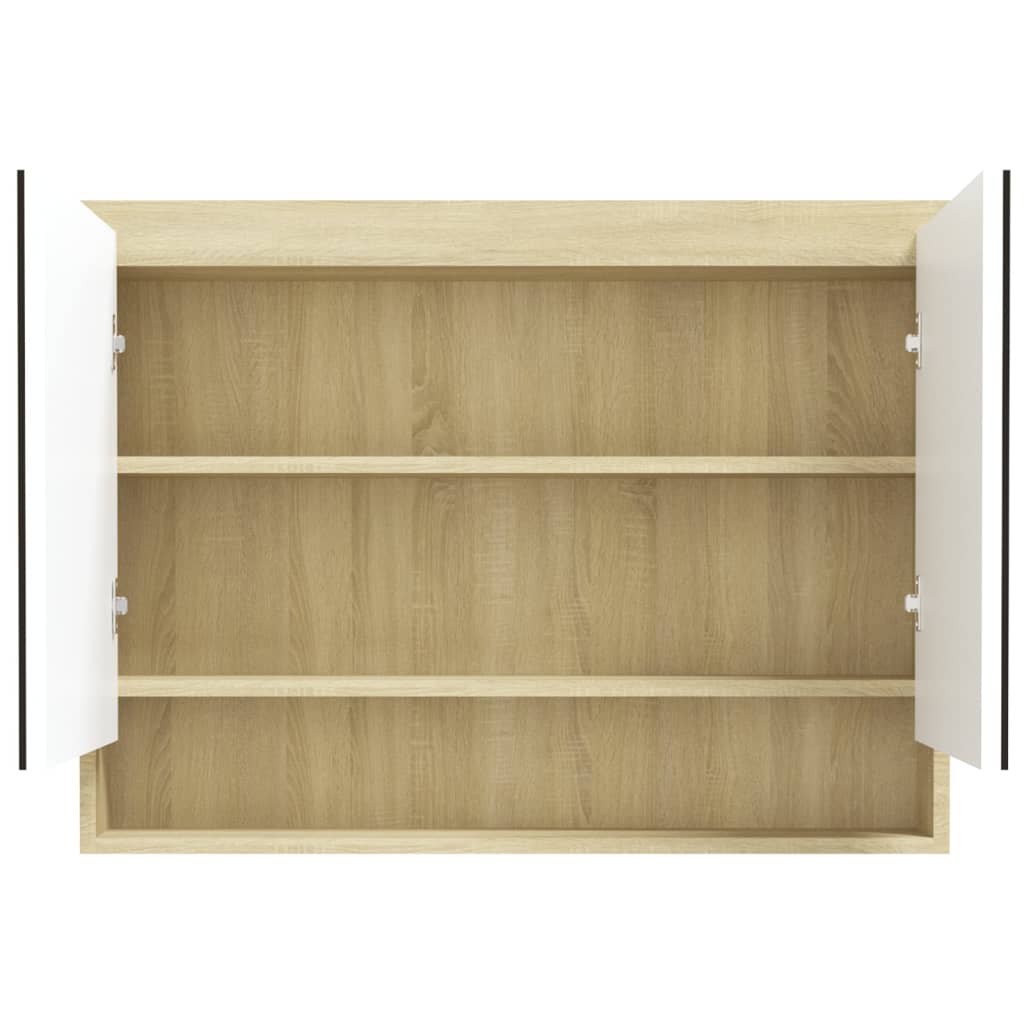 Baderomsspeil Speilskap til bad 80x15x60 cm Hvit og Eik