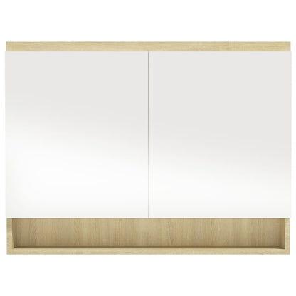 Baderomsspeil Speilskap til bad 80x15x60 cm Hvit og Eik