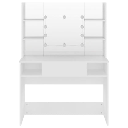Sminkebord Hvit LED 100x40x135 cm