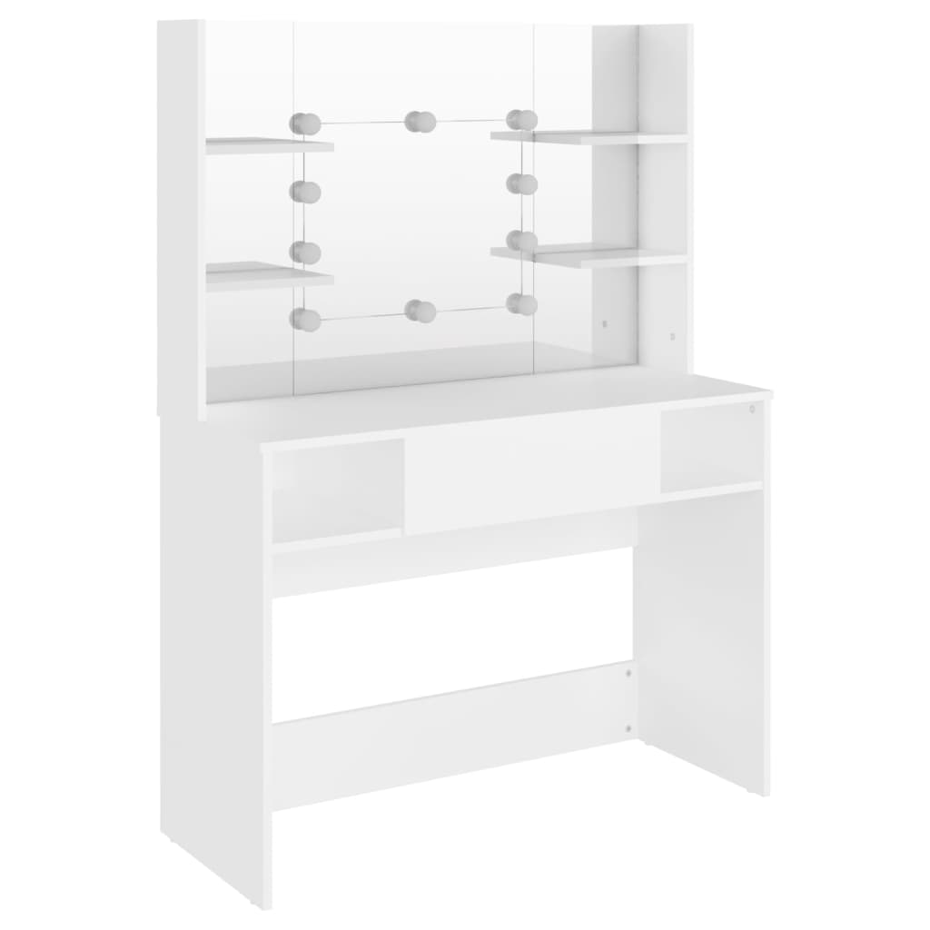 Sminkebord Hvit LED 100x40x135 cm