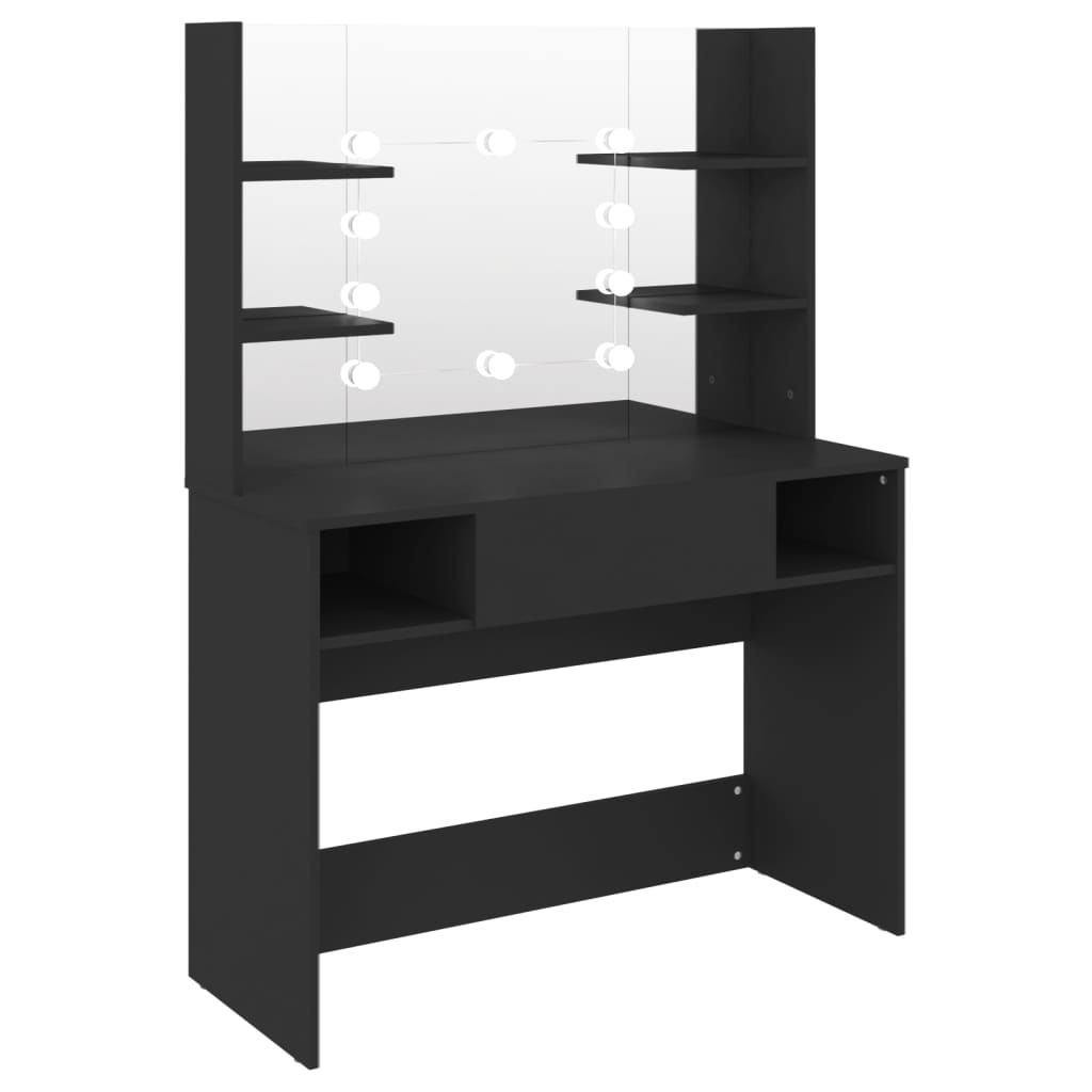 Sminkebord Svart LED 100x40x135 cm