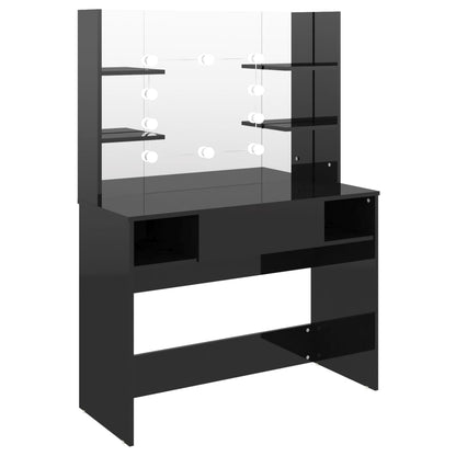Sminkebord Svart LED 100x40x135 cm