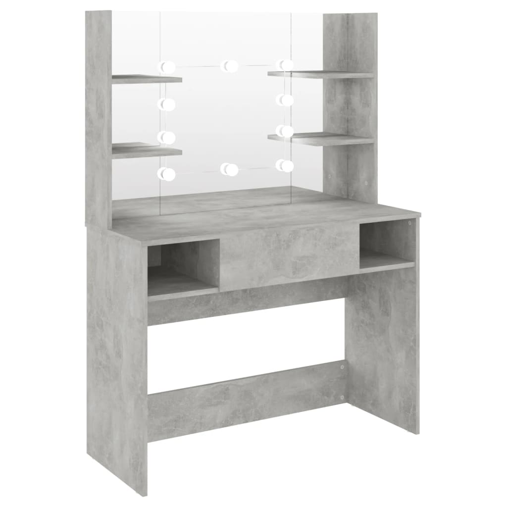 Sminkebord Betonggrå LED 100x40x135 cm