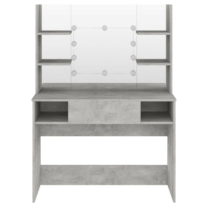 Sminkebord Betonggrå LED 100x40x135 cm