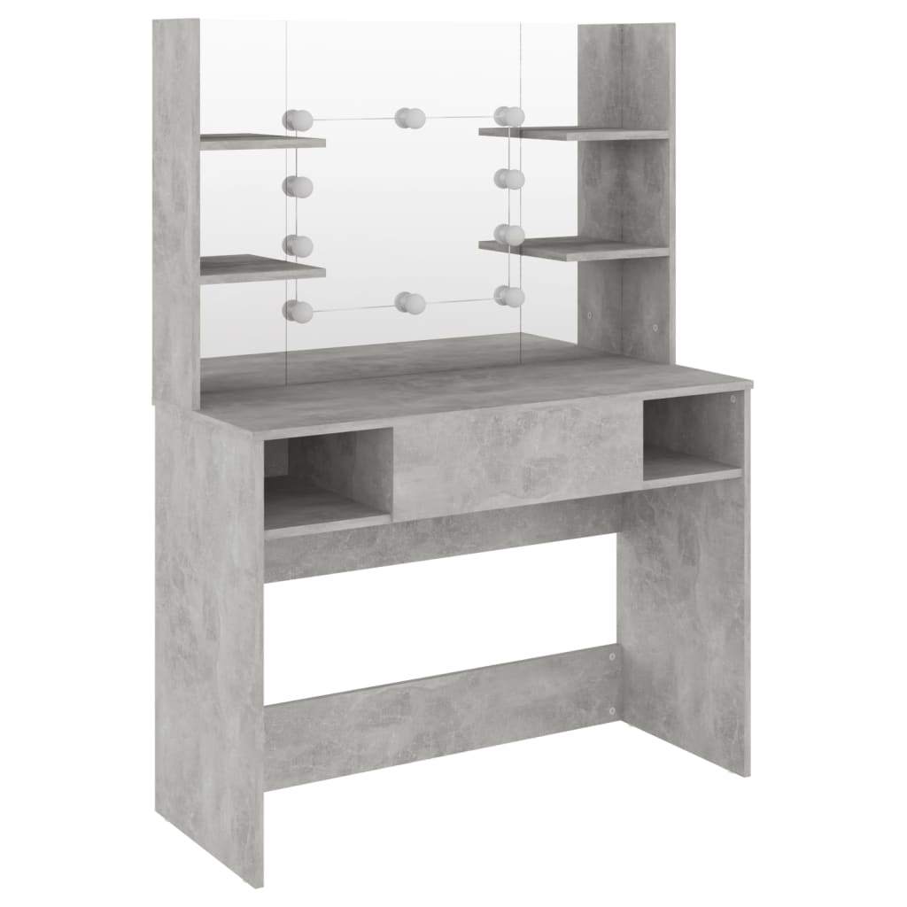 Sminkebord Betonggrå LED 100x40x135 cm