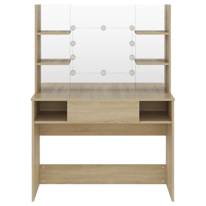 Sminkebord Brun Eik LED 100x40x135 cm