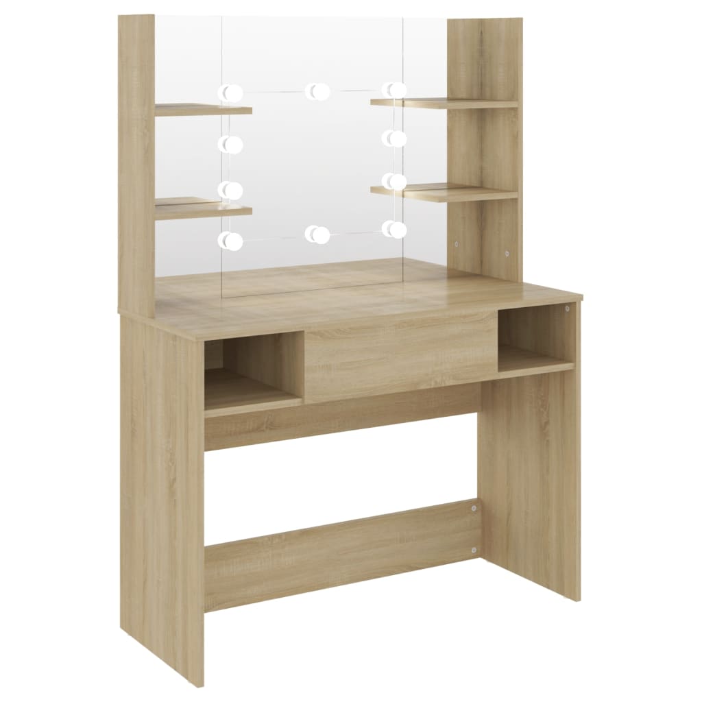 Sminkebord Brun Eik LED 100x40x135 cm