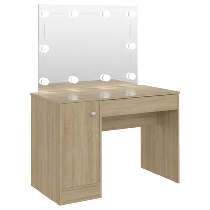Sminkebord Brun Eik LED 110x55x145 cm