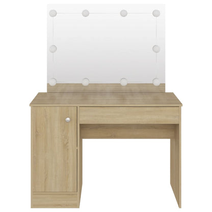 Sminkebord Brun Eik LED 110x55x145 cm