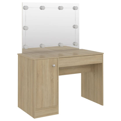 Sminkebord Brun Eik LED 110x55x145 cm