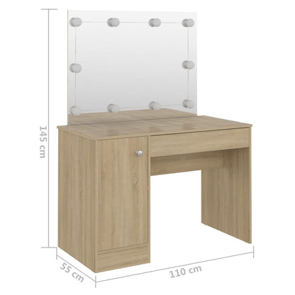 Sminkebord Brun Eik LED 110x55x145 cm