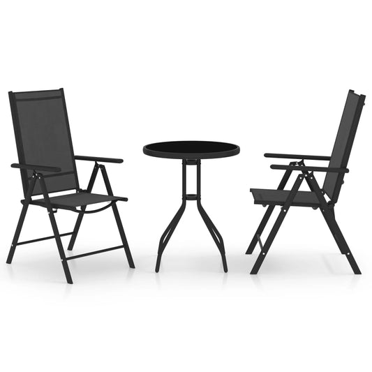 Cafésett Bistorsett 3 deler aluminium og textilene svart