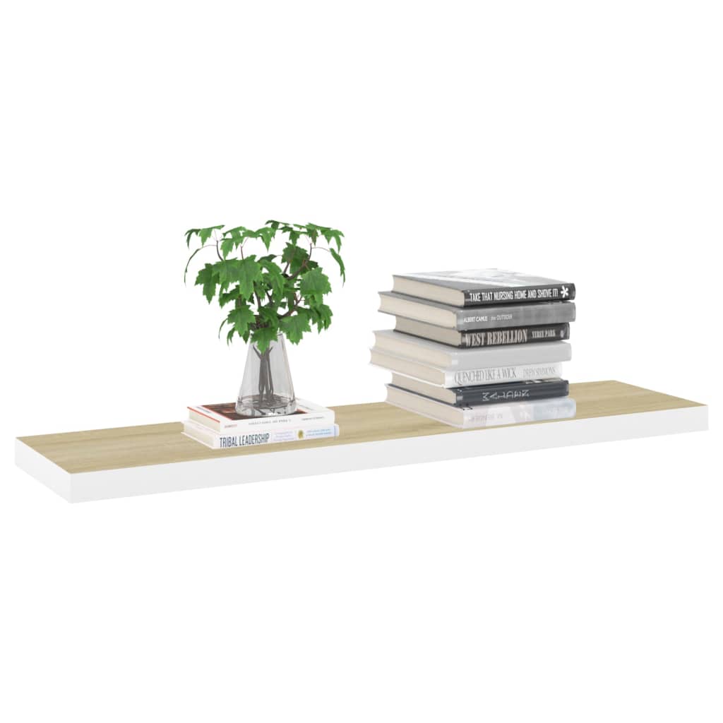Vegghylle Hvit Flytende Eik 120x23,5x3,8 cm MDF