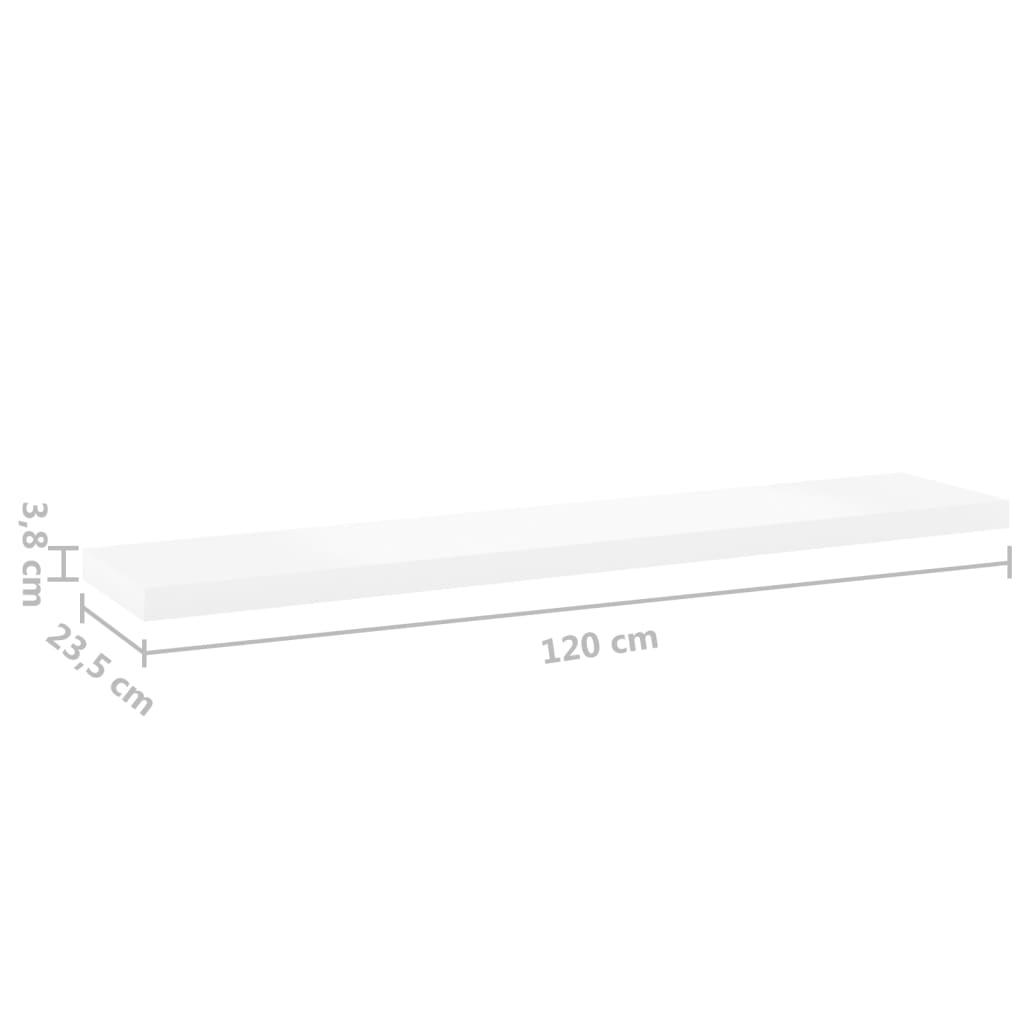 Vegghylle Hvit Flytende Eik 120x23,5x3,8 cm MDF