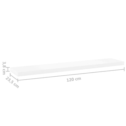 Vegghylle Hvit Flytende Eik 120x23,5x3,8 cm MDF