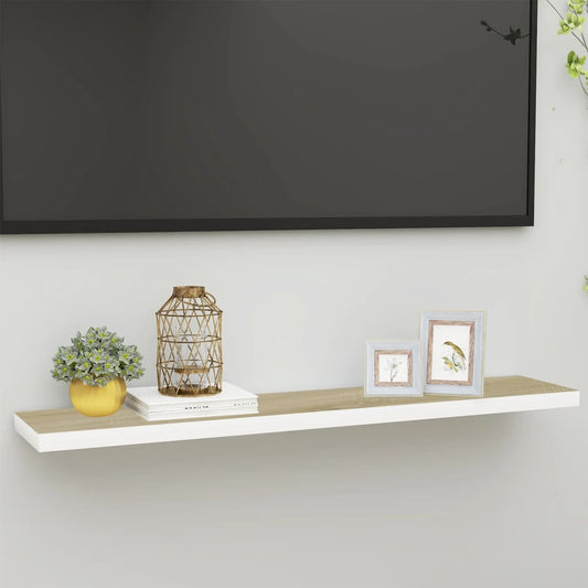 Vegghylle Hvit Flytende Eik 120x23,5x3,8 cm MDF