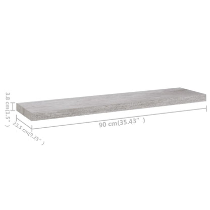 Vegghylle Betonggrå Flytende 4 stk 90x23,5x3,8 cm