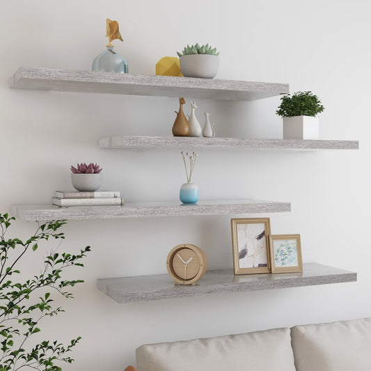 Vegghylle Betonggrå Flytende 4 stk 90x23,5x3,8 cm