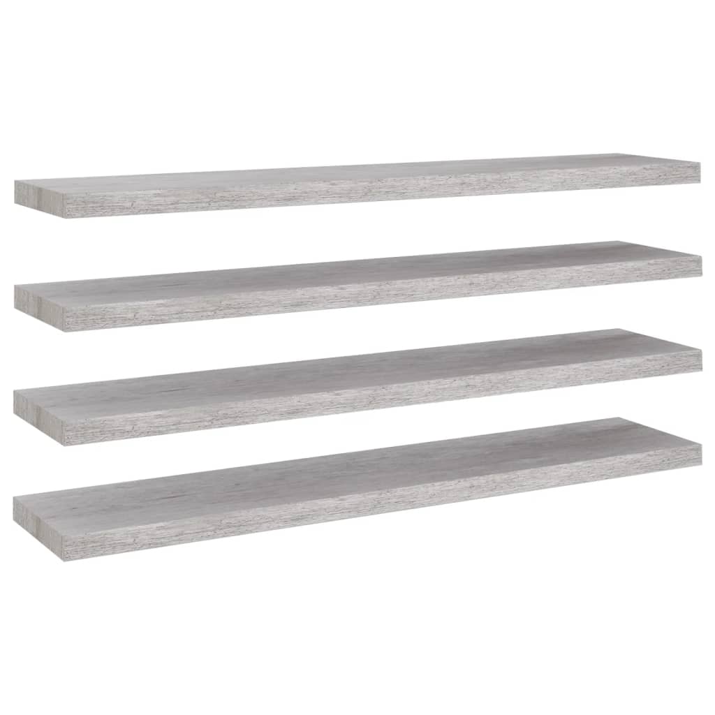 Vegghylle Betonggrå Flytende 4 stk 120x23,5x3,8 cm