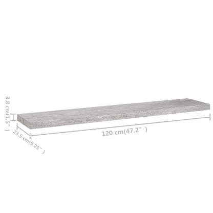 Vegghylle Betonggrå Flytende 4 stk 120x23,5x3,8 cm
