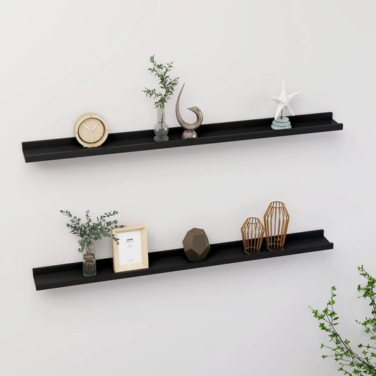 Vegghylle Svart 2 stk 100x9x3 cm