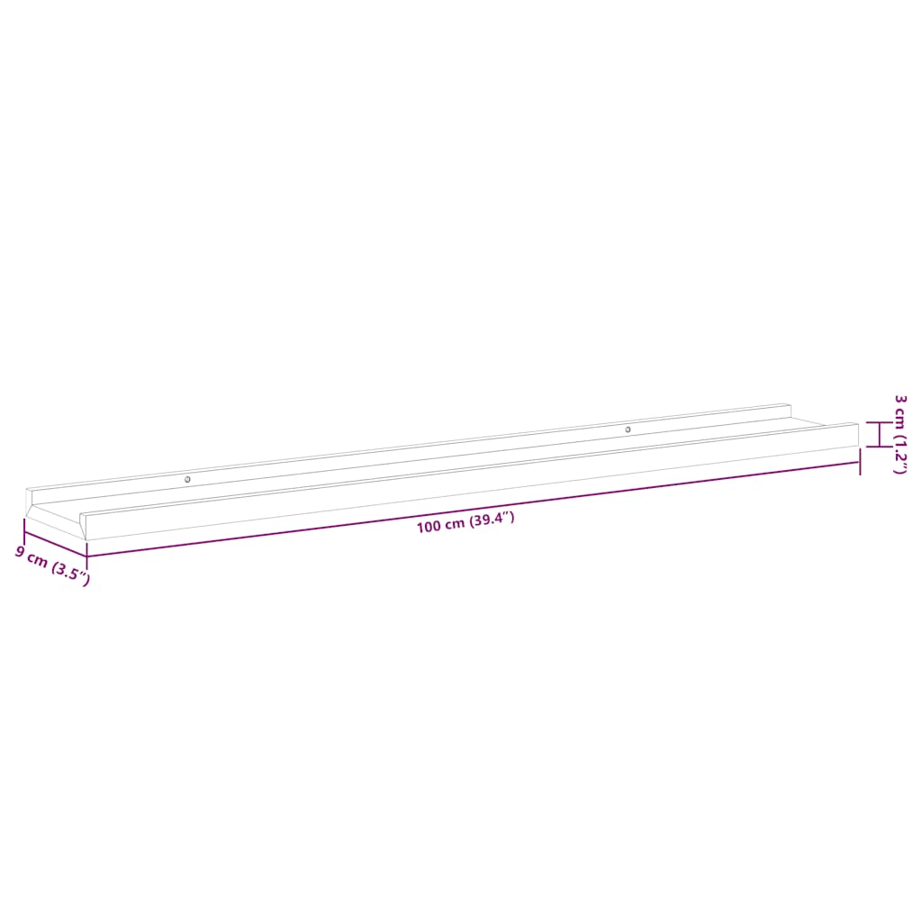 Vegghyller 4 stk hvit og sonoma eik 100x9x3 cm