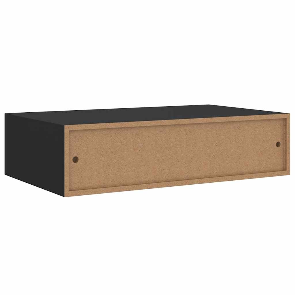 Vegghylle skuffehylle Svart 40x23,5x10 cm MDF