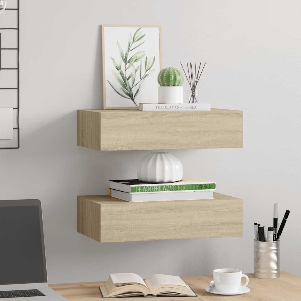 Vegghylle Tre skuffehyller 2 stk 40x23,5x10 cm