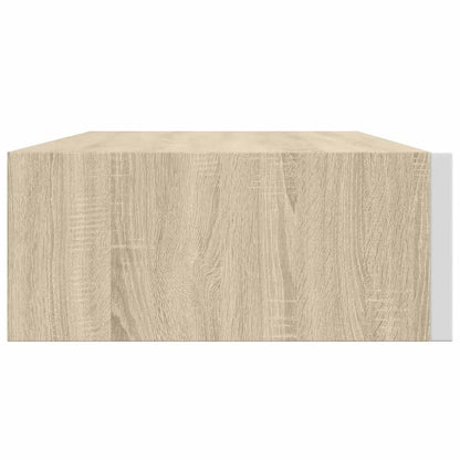 Vegghylle Hvit Eik skuffehyller 2 stk 40x23,5x10 cm