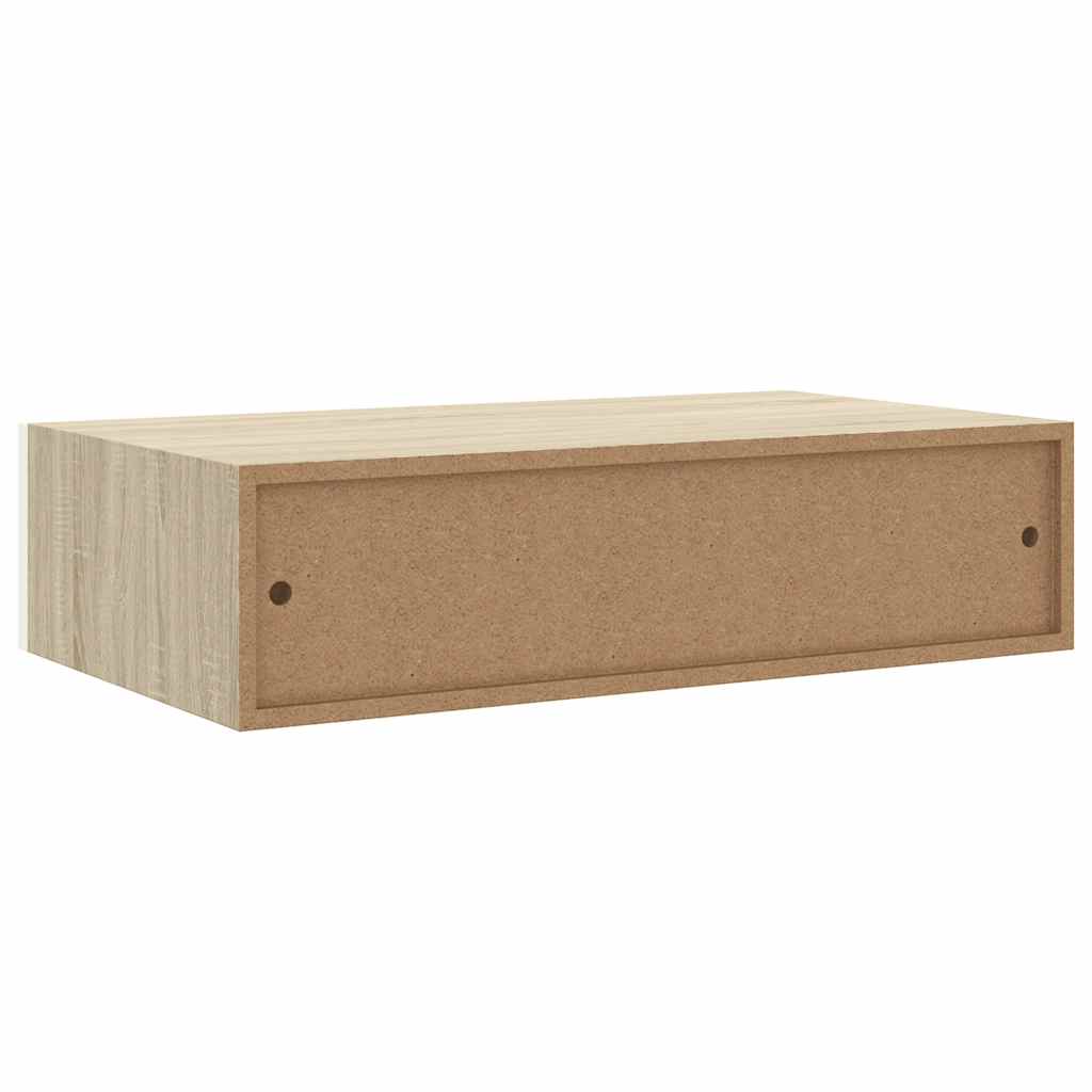 Vegghylle Hvit Eik skuffehyller 2 stk 40x23,5x10 cm
