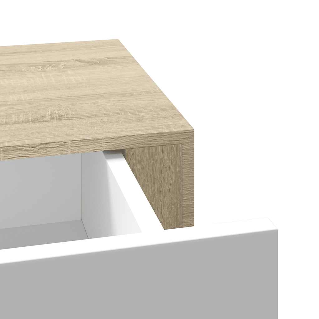 Vegghylle Hvit Eik skuffehyller 2 stk 40x23,5x10 cm