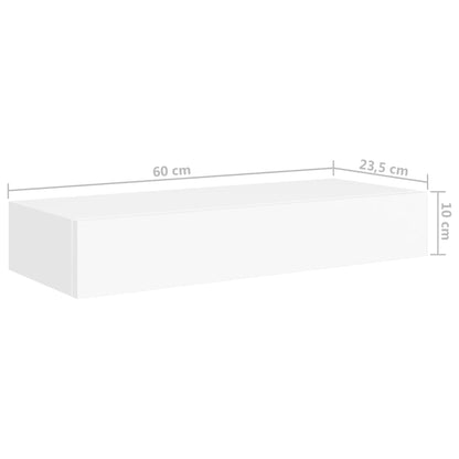 Vegghylle Hvit skuffehylle 60x23,5x10 cm MDF
