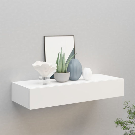 Vegghylle Hvit skuffehylle 60x23,5x10 cm MDF