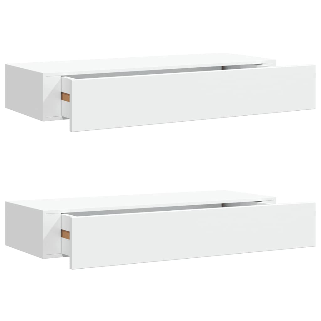 Vegghylle Hvit skuffehyller 2 stk 60x23,5x10 cm