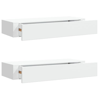 Vegghylle Hvit skuffehyller 2 stk 60x23,5x10 cm