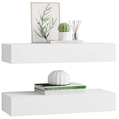 Vegghylle Hvit skuffehyller 2 stk 60x23,5x10 cm