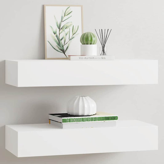 Vegghylle Hvit skuffehyller 2 stk 60x23,5x10 cm
