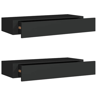 Vegghylle Svart skuffehyller 2 stk 60x23,5x10 cm