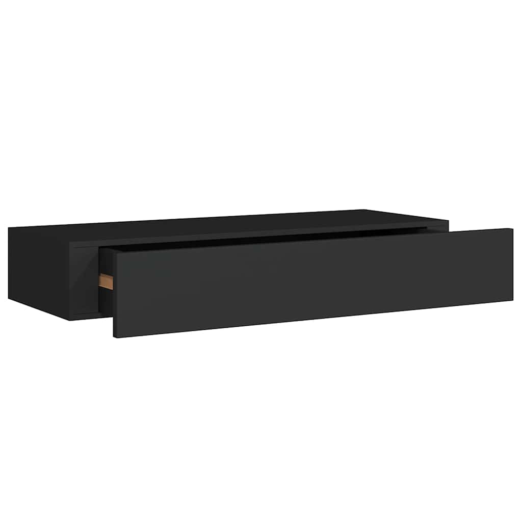 Vegghylle Svart skuffehyller 2 stk 60x23,5x10 cm