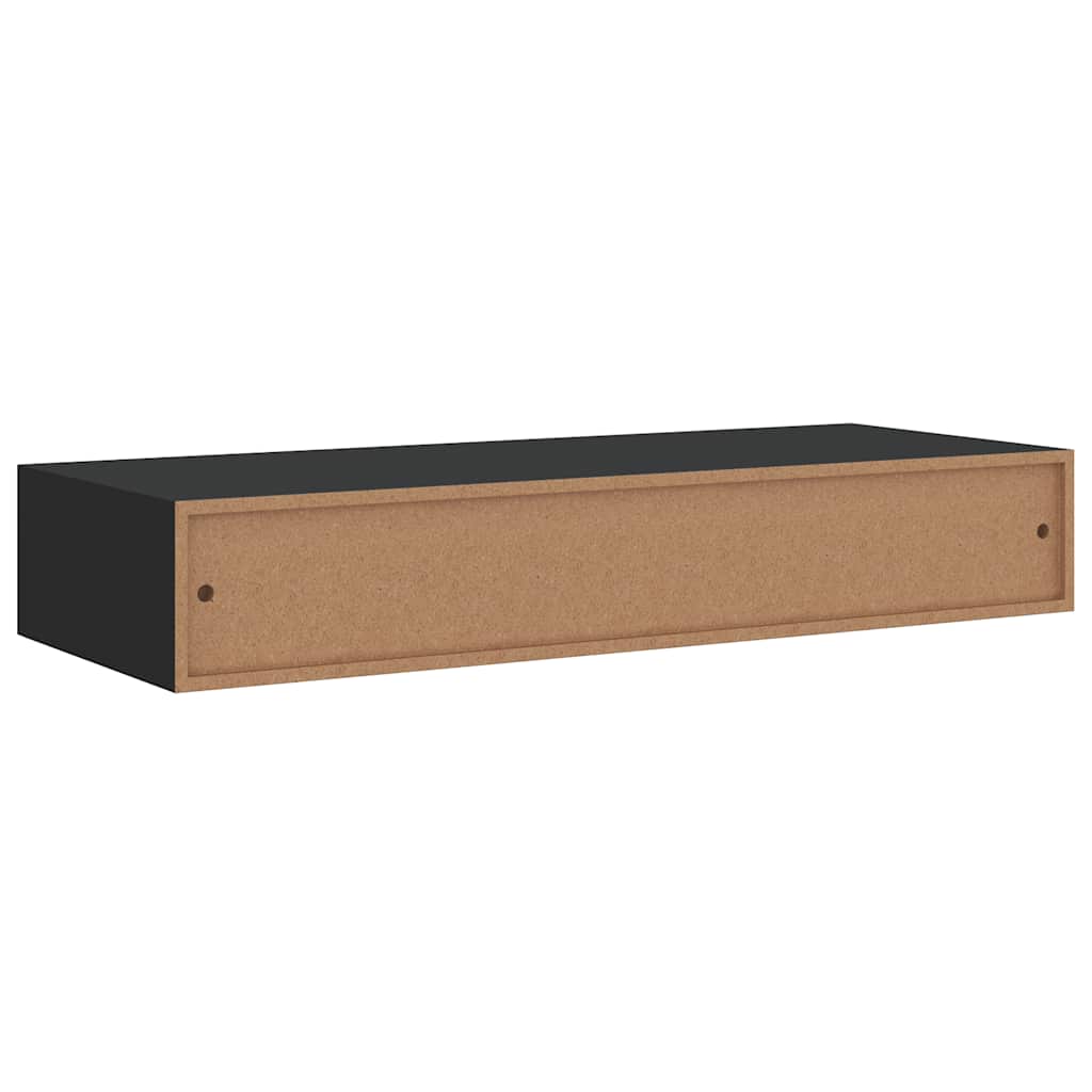 Vegghylle Svart skuffehyller 2 stk 60x23,5x10 cm