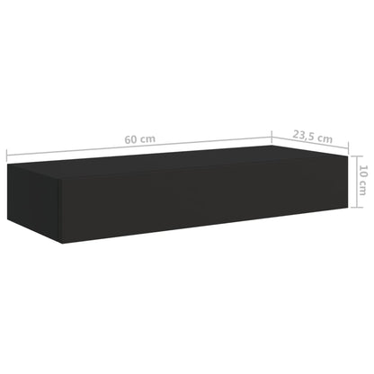 Vegghylle Svart skuffehyller 2 stk 60x23,5x10 cm