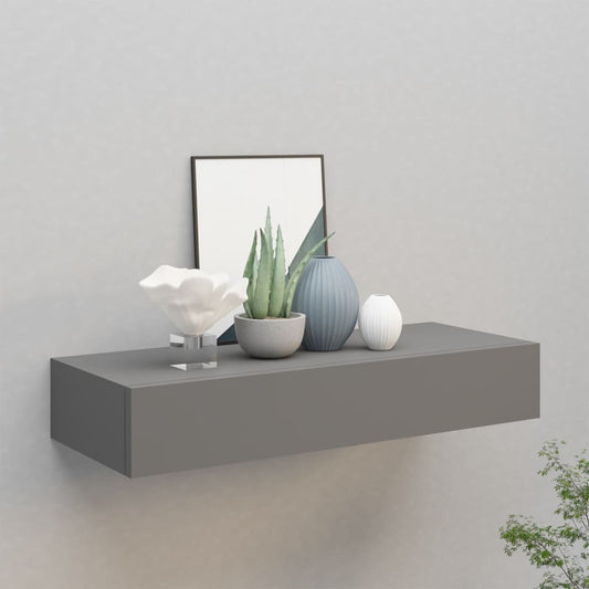 Vegghylle Grå skuffehylle 60x23,5x10 cm MDF