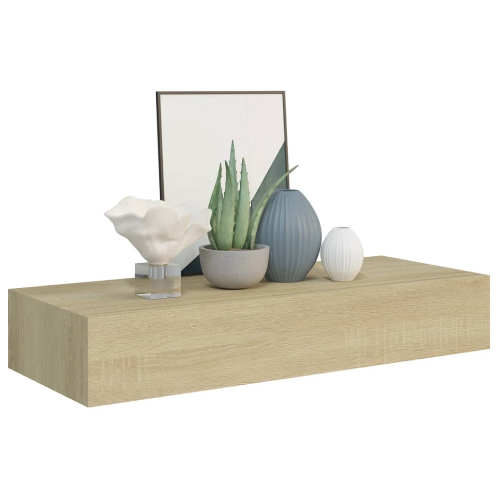 Vegghylle Brun Eik skuffehylle 60x23,5x10 cm MDF