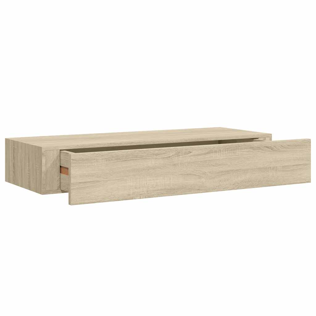 Vegghylle Brun Eik skuffehyller 2 stk 60x23,5x10 cm