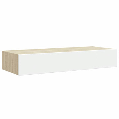 Vegghylle Hvit Eik skuffehyller 2 stk 60x23,5x10 cm