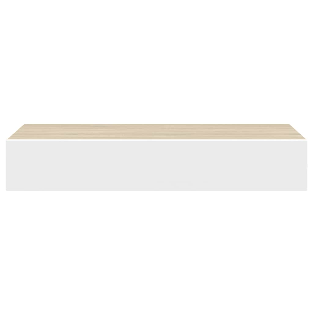 Vegghylle Hvit Eik skuffehyller 2 stk 60x23,5x10 cm