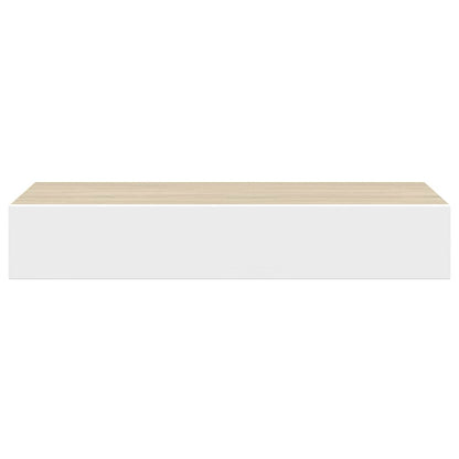 Vegghylle Hvit Eik skuffehyller 2 stk 60x23,5x10 cm