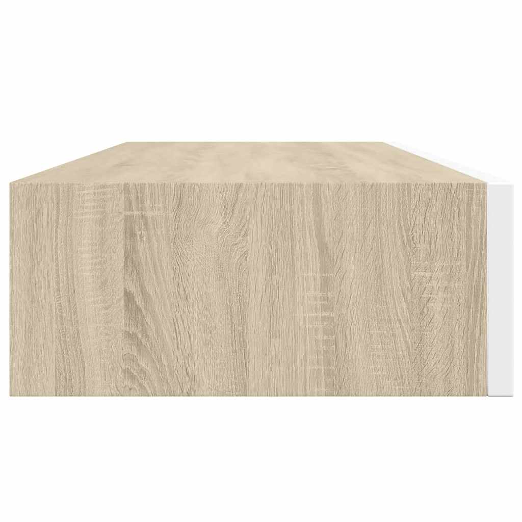 Vegghylle Hvit Eik skuffehyller 2 stk 60x23,5x10 cm