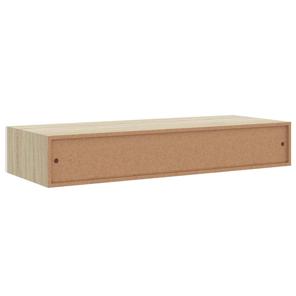 Vegghylle Hvit Eik skuffehyller 2 stk 60x23,5x10 cm