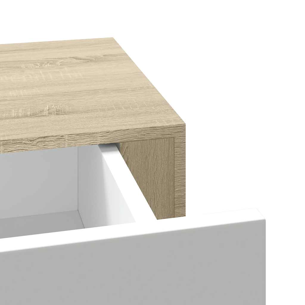 Vegghylle Hvit Eik skuffehyller 2 stk 60x23,5x10 cm